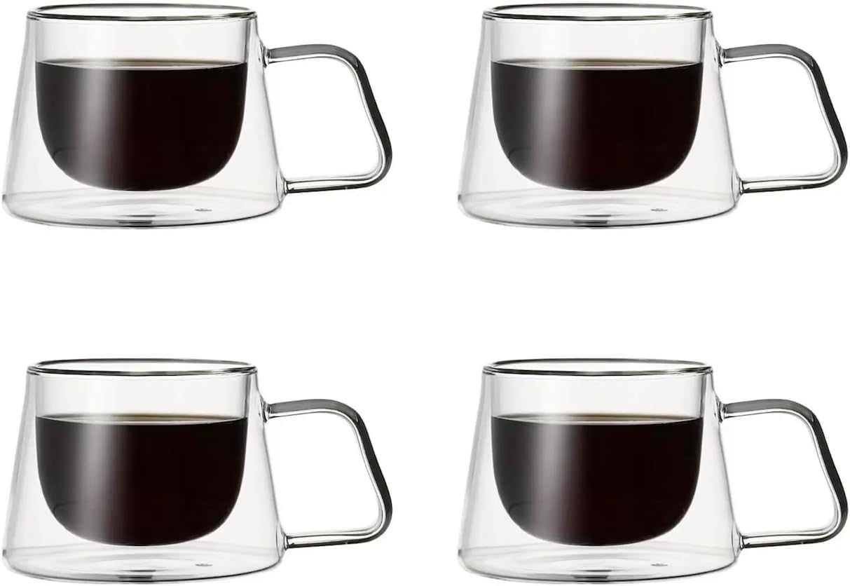 Doppelwandige Thermogläser im 2/4/6-teiligen Set – hitzebeständige Kaffeegläser mit Henkel für Cappuccino, Latte Macchiato & Tee. Elegante, isolierte Teetassen für optimalen Genuss.