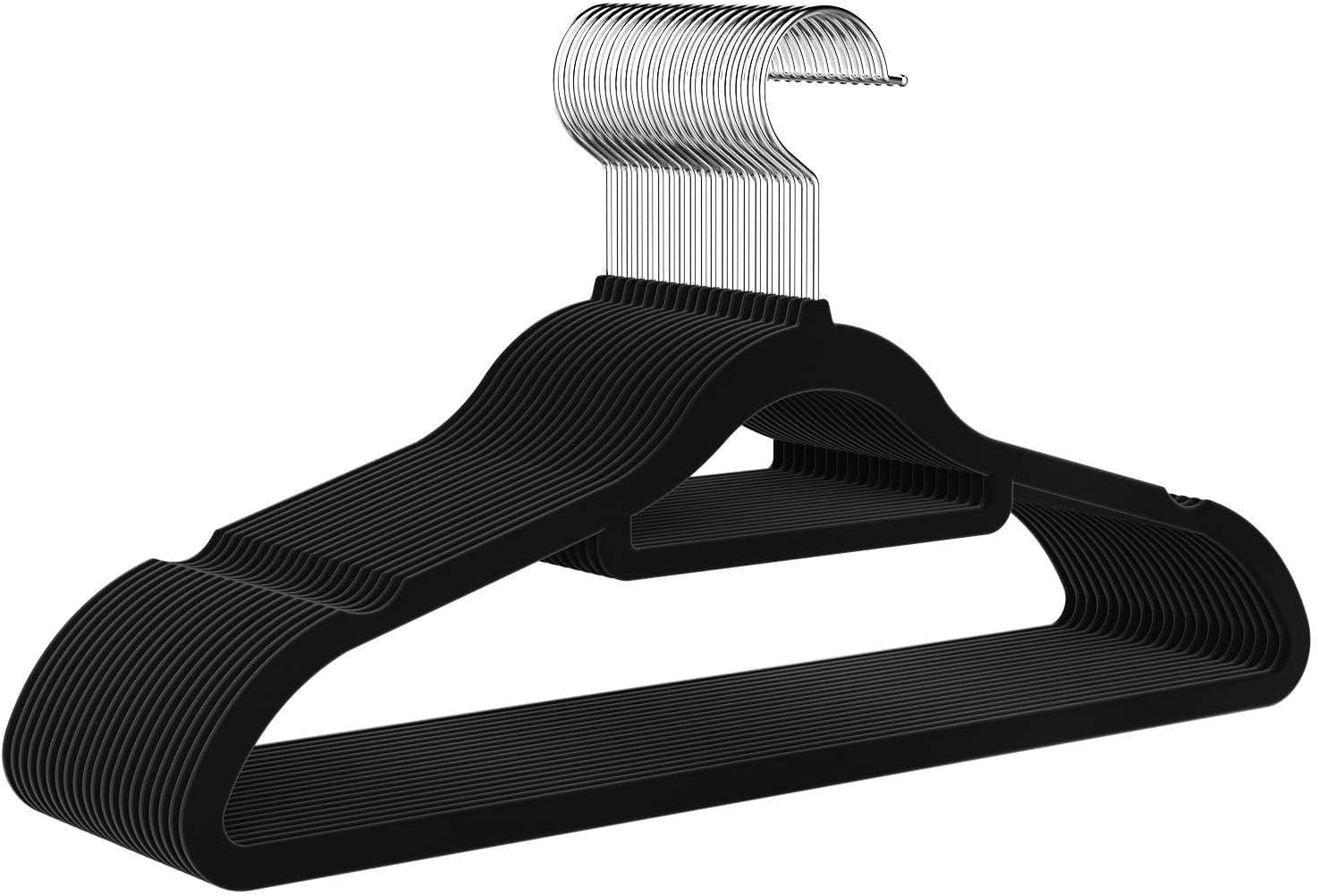 Premium Samt-Kleiderbügel: rutschfeste Haken für Jacken und Pullover, mit Krawattenhalter & Kinderbügel-Set, Bügel Samt, 360° drehbarer Haken, Platzsparend & Strapazierfähig