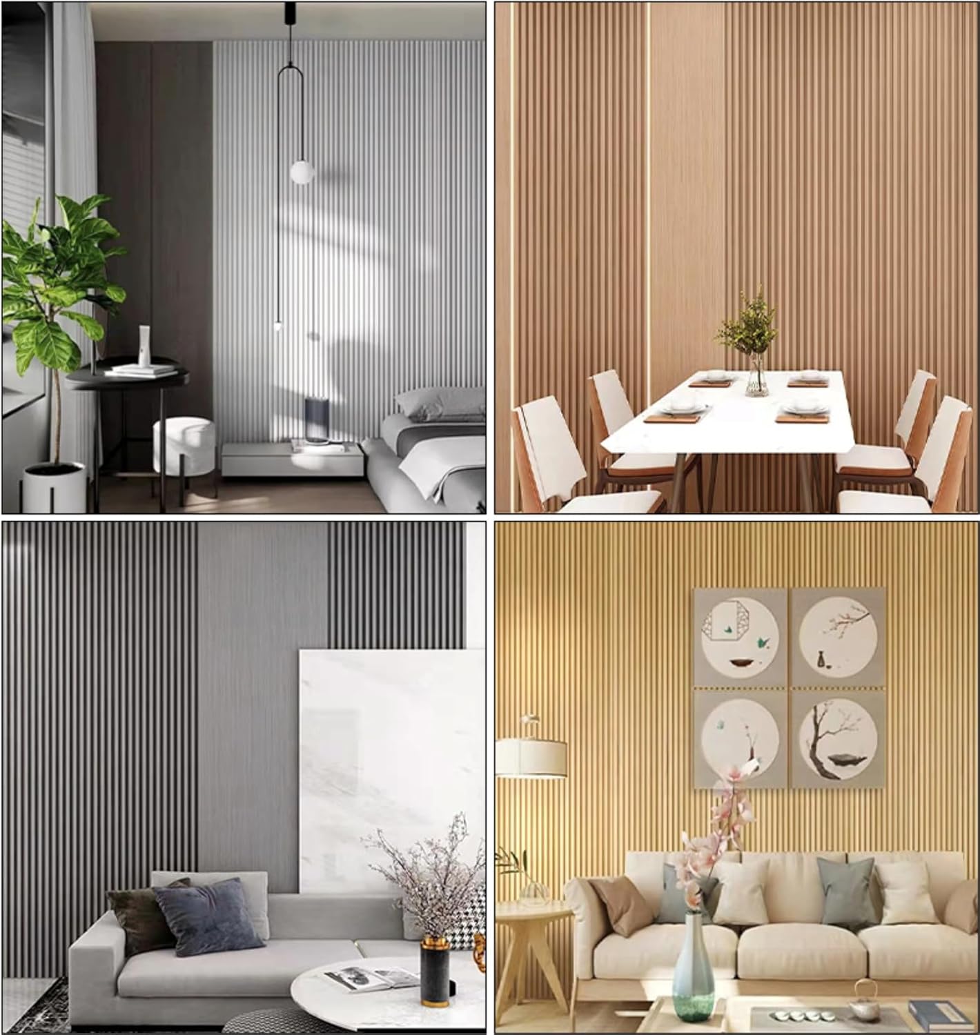 10 x WPC Wandpaneel: Dekoplatten für Flur & Wohnzimmer - Innenwanddekoration in Holzoptik, Lamellenverkleidung, ökologisches WPC und Bambusfaser, ideal für TV-Hintergrundwand