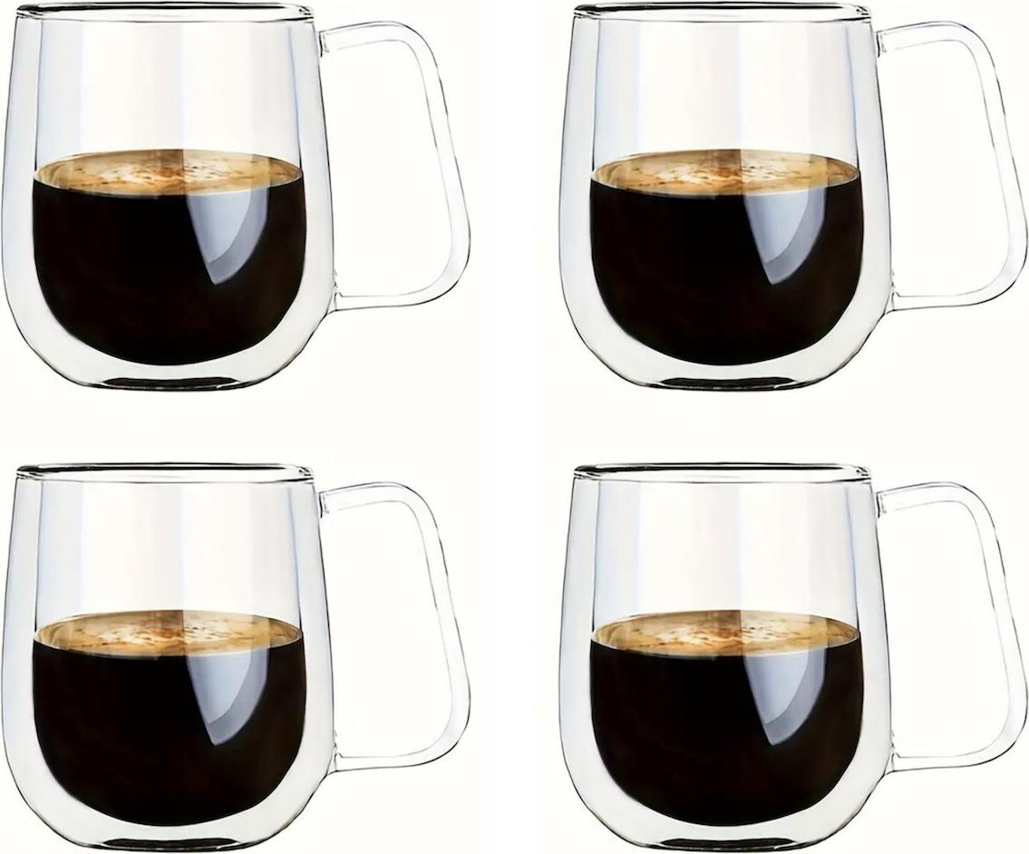 Doppelwandige Thermogläser im 2/4/6-teiligen Set – hitzebeständige Kaffeegläser mit Henkel für Cappuccino, Latte Macchiato & Tee. Elegante, isolierte Teetassen für optimalen Genuss