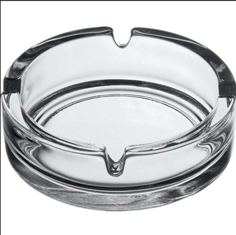 Glas Aschenbecher rund massiv | Spülmaschinengeeignet | Tischaschenbecher für Gastro, Bar & Zuhause | Transparenter Glasaschenbecher, ideal für draußen & drinnen | 10,5 cm x 3 cm