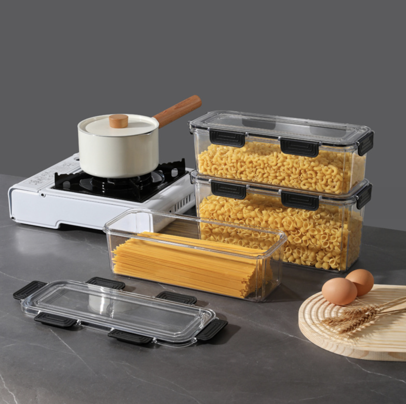 Revolutionäre Pasta-Organisation: 3x Luftdichte Vorratsdosen für ultimative Frische! BPA-frei, Platzsparend, Stilvoll – Perfekte Lebensmittelaufbewahrung