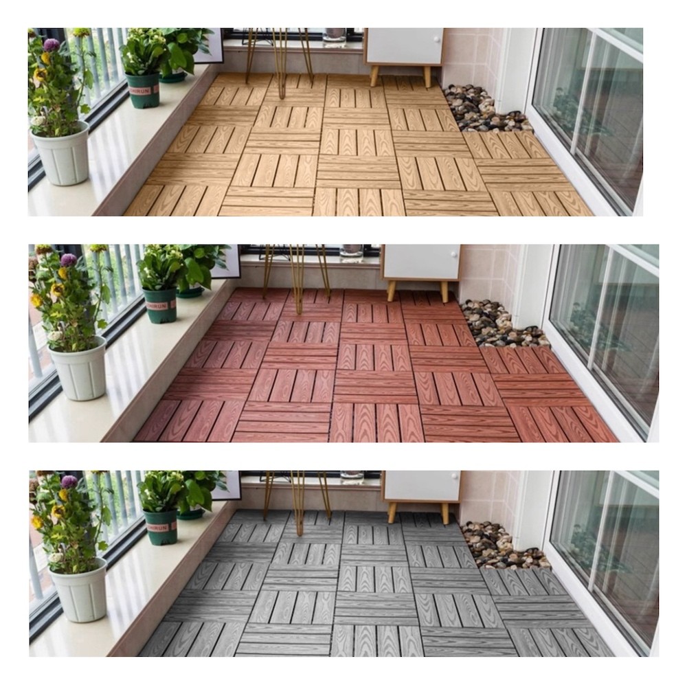 22 x Premium WPC Klickfliesen – Terrassen- & Balkonfliesen 30x30 cm, Holzoptik, wasserfest, korrosionsbeständig, Stecksystem, einfach verlegbar