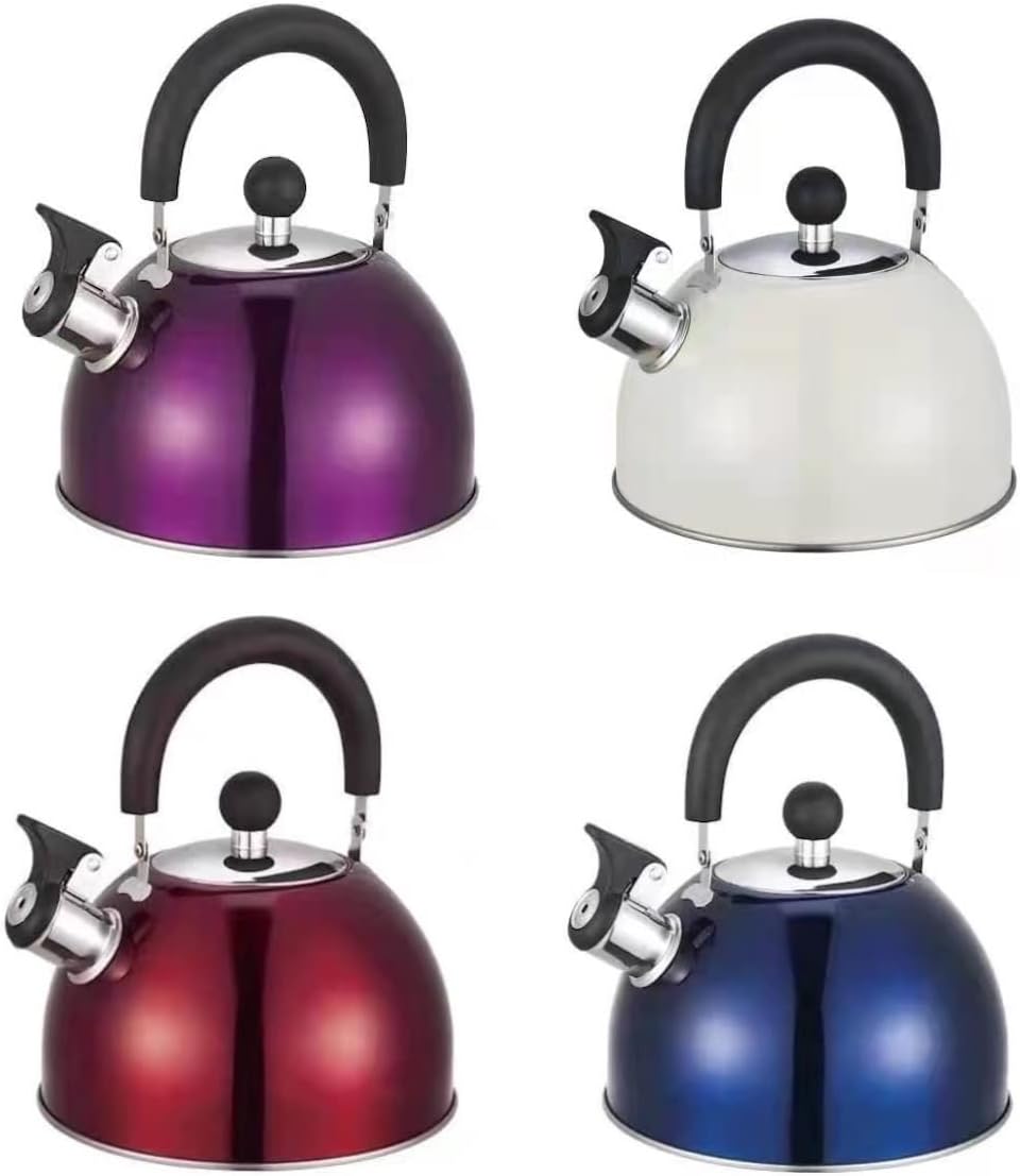 Induktion Edelstahl Wasserkessel mit Pfeife (2,5L) I Pfeifkesser Flötenkessel Teekessel - für alle Herdplatten - Küche & Camping - hitzebeständig & rutschfestes Design - für Tee Kaffee