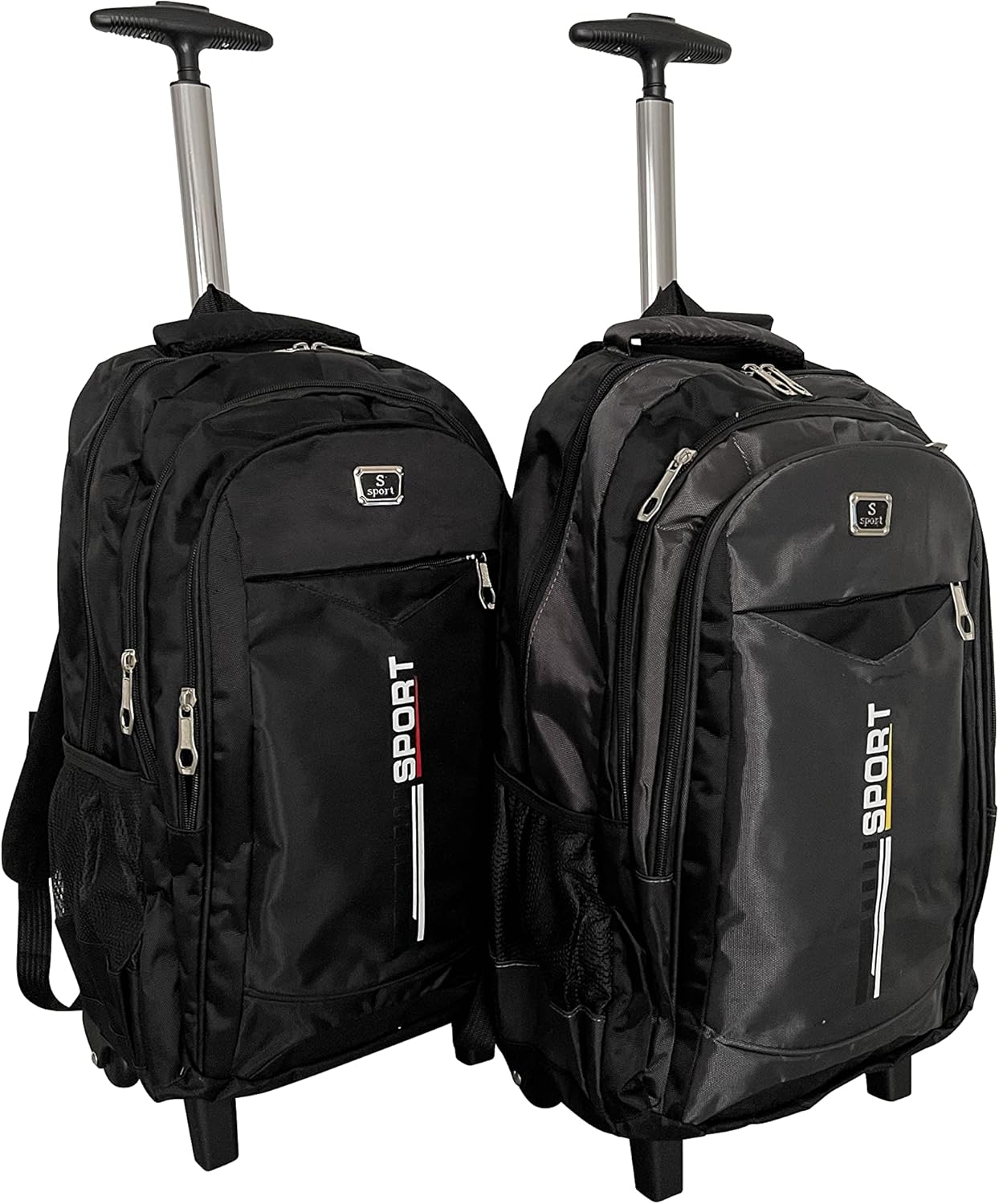 Rucksack mit Trolleyfunktion - Rucksacktrolley zum ziehen mit Laptopfach für Schule, Uni, Reisen, Ausflüge oder Einkaufen Koffer Reisetasche Boardcase (Grau)