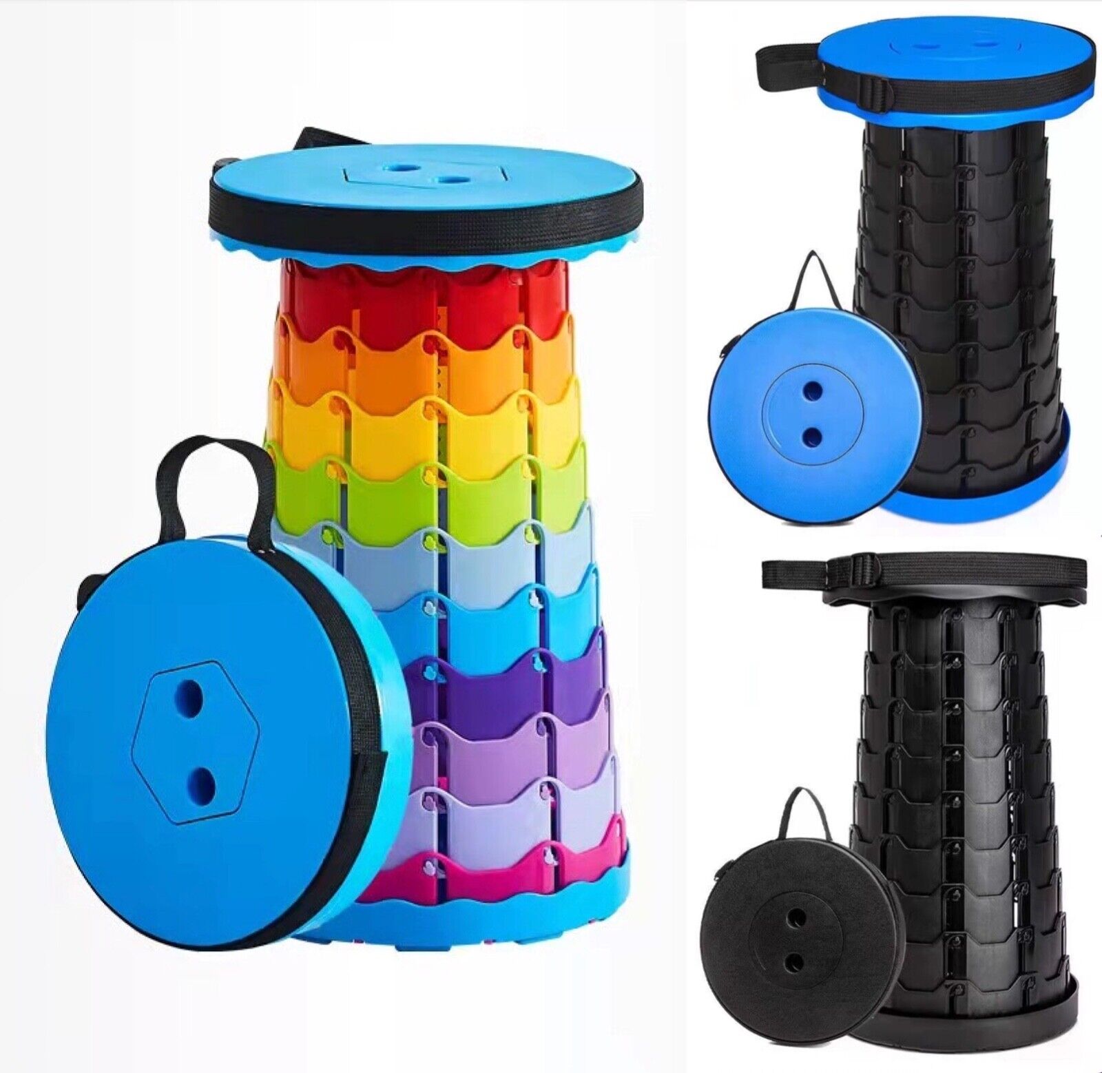 Klapphocker faltbar & höhenverstellbar I tragbarer Hocker für Garten & Outdoor – Klappstuhl Campinghocker Campingstuhl Outdoorstuhl – für Camping Reisen Angeln Grillen